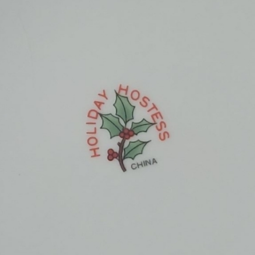 Vtg 90's Holiday Hostess 8 1/4" Salad Plate Tienshen Christmas Tree Holly Gold - Picture 3 of 4